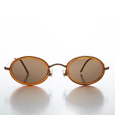 Small Delicate Oval Vintage Sunglasses Copper - Dwyer picture