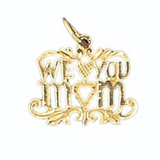 We Love You Mom Charm Pendant 14k Gold (0.8 Grams) picture