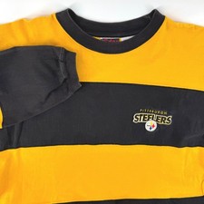 Vintage 1998 Pittsburgh Steelers Men XL Striped Long Sleeve Shirt The Edge Black picture