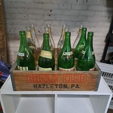 VINTAGE ADVERTISING WOOD CRATE WOOD BOX HAZLE CLUB SODA BOTTLE CRATE HAZLETON PA picture