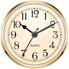 Hicarer 3-1/2 Inch (90 mm) Quartz Clock Fit-up/Insert with Arabic Gold  picture