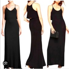 BCBGMAXAZRIA “NEKA”Black Knit Ribbed Maxi Dress Cutout Draped Back XXS NEW Tags picture