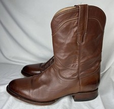 Tecovas The Earl Roper Boots Mens 10.5 EE Bourbon Calfskin Leather Western picture
