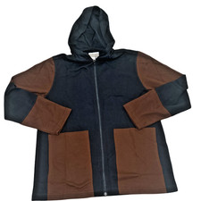 Coldwater Creek Black and Brown Colorblock Hooded Zip-Up Jacket Size M  Vintage picture