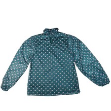 Wonderly Green Floral Mock Neck Long Sleeve Mesh Blouse -  Measures Size XS picture