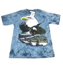 Vintage Y2K American Bald Eagles Back To Earth Nature T Shirt Tie Dye Large NEW picture