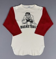 70s VINTAGE Champion Blue Bar Basketball Raglan T-Shirt Size Small Two Tone RARE picture