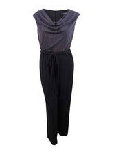 Connected Women's Drape-Neck Jumpsuit (6, Black/Silver) picture