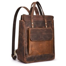 S-ZONE Genuine Leather Backpack Purse for Women Men Vintage Rucksack Handbag ... picture