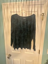 Apt.9 Women's Plus Size 2X Green Floral Long Sleeve Stretch Top Rayon Spandex picture