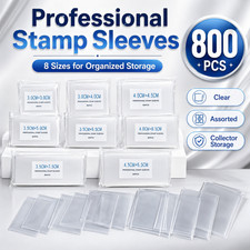800PCS Clear Stamp Storage Sleeves 8 Sizes Stamp Collecting Organizer Supply Set picture