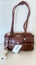 NWT JASON WU BROWN SATCHEL CROSSBODY BAG BROWN W FLORAL LOGO CHARM picture