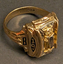 Vintage Men’s 10k Yellow Gold Signet Ring Engraved WASCO HS 1953 picture