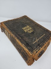 Antique 1912 John A. Hertel Family Bible Red Letter Gilded Worn Leather Cover  picture