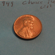 1949  BRILLIANT  RED  UNCIRCULATED  SHARP DETAILS  WHEAT CENT  1 picture