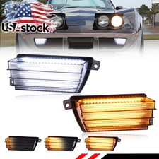 2X Smoked Dynamic LED Front Parking Turn Signal Lights For 1975-1979 Corvette C3 picture