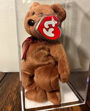 Ty Beanie Baby - TEDDY - NF (new face) Brown Authenticated MWMT MQ 3rd / 1st Gen picture