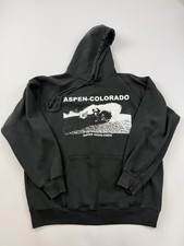 J. Galt Hoodie Sweatshirt Mens Medium Black Fleece Aspen Colorado Ski Graphic picture