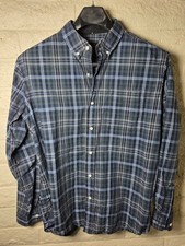 SCOTTEVEST Mens XL Travel Shirt Plaid Blue Black Long Sleeve Hidden Pockets TEC picture