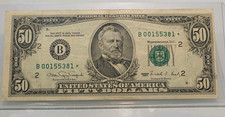 Series 1990 $50 Federal Reserve Note Star Note B00155381* Circulated Uncert picture