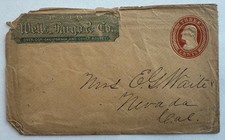 Wells Fargo & Co Frank 3c Nesbitt Entire Cover Mrs EG Waite Nevada City CA GA107 picture