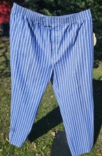 NWT Vtg 80s Woolrich Striped Cotton Pants XL Elastic Waist Blue White NWT 30.5 picture