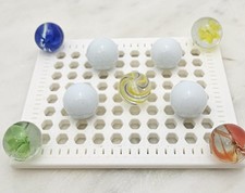 Antique German Handmade Swirl Marbles Lot 5 Color Yellow Blue Red Green Pontil picture