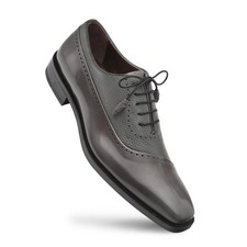 Mezlan Postdam Grey European Cordovan Calfskin & Soft Deerskin Men's Oxford picture