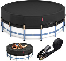 15Ft Winter Pool Cover,Windproof Ratchet Straps&Thick Fabric | Storm‑Resistant(R picture