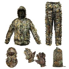 Ghillie Suit Camouflage Hunting Suits Outdoor Fit tall 5.9-6.2ft, Dark Green picture