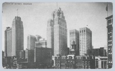 c1930s Detroit Michigan Skyline Downtown Conoco Touraide Vintage Postcard-566 picture