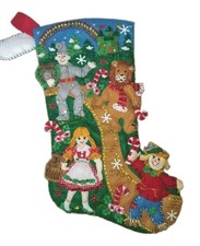 FINISHED Handmade Beaded Sequin Stocking Christmas In WIZZARD OF OZ Bucilla RARE picture