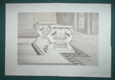 1870s ARCHITECTURE PRINT - Pompeii House of Rufus Table Legs Lion Heads 14 x 20