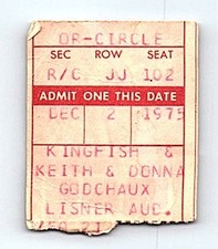 Kingfish Bob Weir Keith & Donna Godchaux Concert Ticket Stub 1975 Washington DC picture