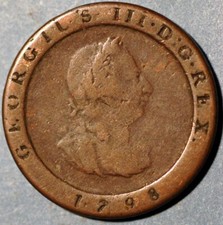 1798 Isle Of Man 1/2 Penny George III KM# 10 picture