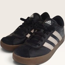 Adidas Sneakers Size 2 Black White Gum Sole picture