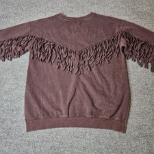 NWT Shyanne Women's Fringe Sweatshirt Size Medium Chocolate Brown Cowgirl picture