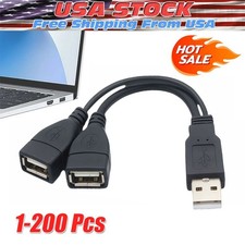 USB 2.0 A Male To 2 Dual USB Female Jack Y Splitter Hub Power Adapter Cable Lot picture