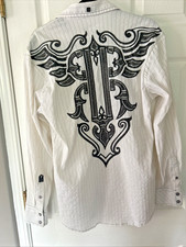 ROAR Men's Embroidered Button Front Cotton Stretch Blend Shirt Small picture