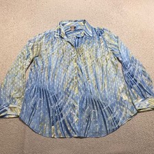 Chico's Womens Large Shirt Multicolor Geometric Long Sleeve Button Up Chiffon picture