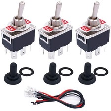 3 Pcs Toggle Rocker Switches ON/ON 6 Pin 2 Position Latching DPDT Heavy Duty 16A picture