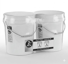 2 pack United Solutions 5 Gallon Round Utility Bucket, Comfort Handle, picture