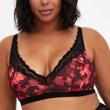 NWT Torrid Lightly Lined Microfiber Plunge Bralette in Dramatic Blossoms Sz 0X picture