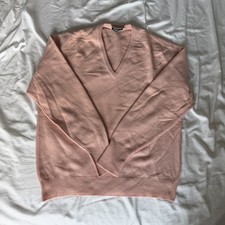 Vintage Saks Fifth Avenue 100% Cashmere Sweater Mens 46 XL V-Neck Scotland Pink⁠ picture