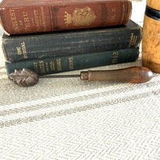Antique Milliner's Flower Iron Leaf Veiner Millinery Hat Making Tool Wood Handle picture