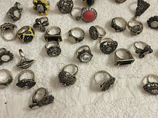 Women’s Fashion Jewelry Mixed Lot Silver Tone Rings & Necklace, Metal/Stone picture