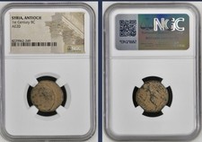 Ancient Greek Coin NGC Genuine 65BC-38BC Zeus Seated Greece under Roman Rule picture