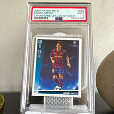 Panini 2009-10 UEFA Champions League Messi #562 PSA 9 Sticker Cert 53415197 picture