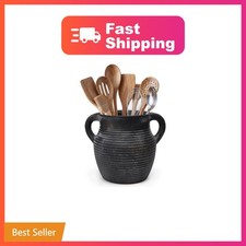 Cwfutwell Charcoal Rustic Ceramic Utensil Holder Kitchen Counter picture