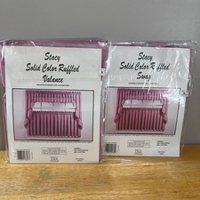 Vtg Stacy Ruffled Swag & Valance Set Raspberry Pink Cottagecore Kmart USA NEW picture